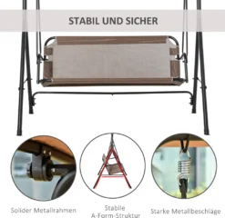 Outsunny 2-Sitzer Hollywoodschaukel Schaukelstuhl Outdoor Gartenliege UV-beständig Hochwertiges Metallrohr Winkeleinstellbar Braun -Angebote Moos Traum Store 0068cf5aba5ebe09f71776c8f6cd0f7d