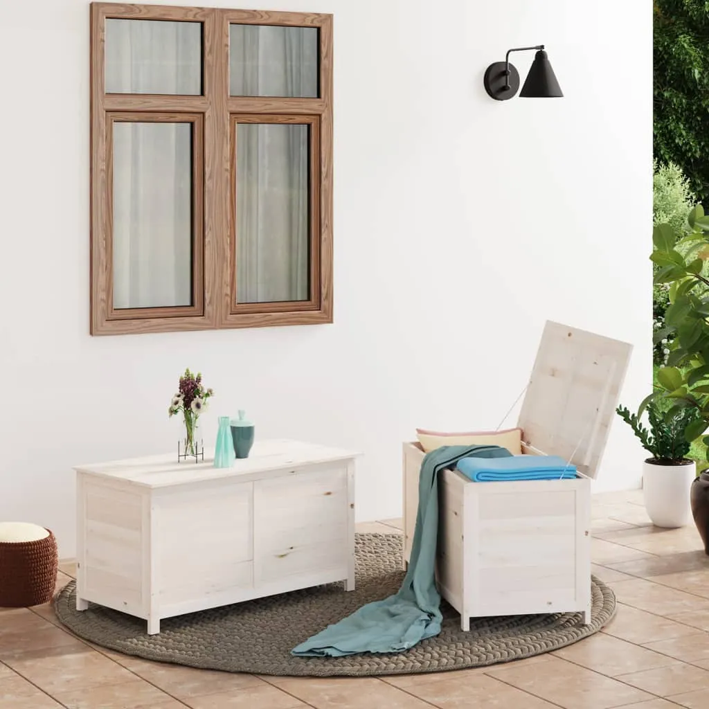 VidaXL Outdoor-Kissenbox Weiß 100x50x56 Cm Massivholz Tanne 2 VidaXL Outdoor-Kissenbox Weiß 100x50x56 Cm Massivholz Tanne – Bild 2