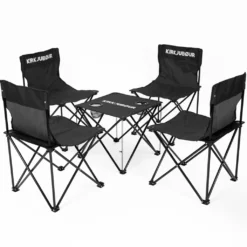 EG KJ-37|KIRKJUBØUR® "Stjärna" 5er-Set Campingstühle Mit Tisch Schwarz