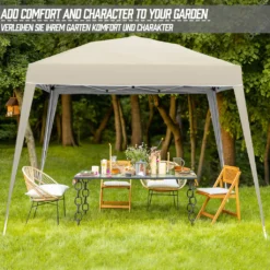 Jago® Pavillon - 3x3m, Wasserdicht, UV-Schutz, Klappbar, Höhenverstellbar, Mit Tasche, Garten, Anthrazit/Beige/Braun - Gartenpavillon, Gartenzelt (Beige) -Angebote Moos Traum Store 0104bc8b1034fcec8e6e9e88761a7150