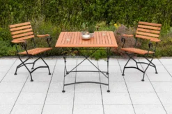 Merxx Gartenmöbelset "Schlossgarten" 3tlg. - Flachstahl Mit Eukalyptusholzbelattung - 50142-217