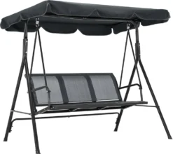 M MCombo 3-Sitzer Hollywoodschaukel Gartenschaukel Gartenliege Schaukelbank 8007 (Grau)