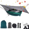 Topchances Camping Hängematte Mit Moskitonetz Und Tarp, Reise Zeltplane Für Outdoor,Wandern,Trekking (Grau+Dunkelgrün)