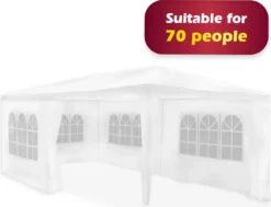 Lifetime Garten Partyzelt 2,5 X 3 X 6 Meter - Bis 70 Personen - 6 Seitenwände Und Fenstern, Gartenzelt Pavillon Für Sonnenschutz - Weiß -Angebote Moos Traum Store 044d2e470511c062a8b25370b066574c