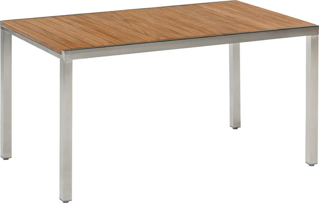 Merxx Gartenmöbelset "Ferrara" 5tlg. Mit Tisch 150 X 90 Cm - Edelstahlgestell Mit Textilbespannung Grau Und Akazienholz 3 Merxx Gartenmöbelset "Ferrara" 5tlg. Mit Tisch 150 X 90 Cm - Edelstahlgestell Mit Textilbespannung Grau Und Akazienholz – Bild 3