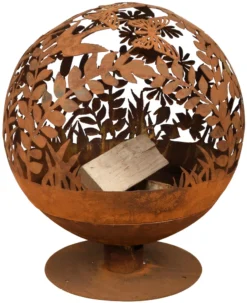 Esschert Design Feuerkugel Blattmuster Laserschnitt Rostbraun FF294