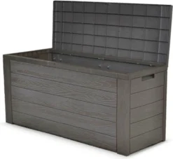 Auflagenbox/Gartenbox "Woody" H 58 X B 120 X T 46 Cm, Holz Optik, Farbe Dunkelbraun; GTS178509