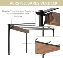 Outsunny Pergola Pavillon Mit Einstellbarem Stoffdach 3 X 4 M Terrassen-Vordach Aluminium Sonnenschutz Überdachung Terrasse Garten Grau+Braun 10 Outsunny Pergola Pavillon Mit Einstellbarem Stoffdach 3 X 4 M Terrassen-Vordach Aluminium Sonnenschutz Überdachung Terrasse Garten Grau+Braun -Angebote Moos Traum Store 06b3b5caa4f81b7bf2ba3ac18be990c1