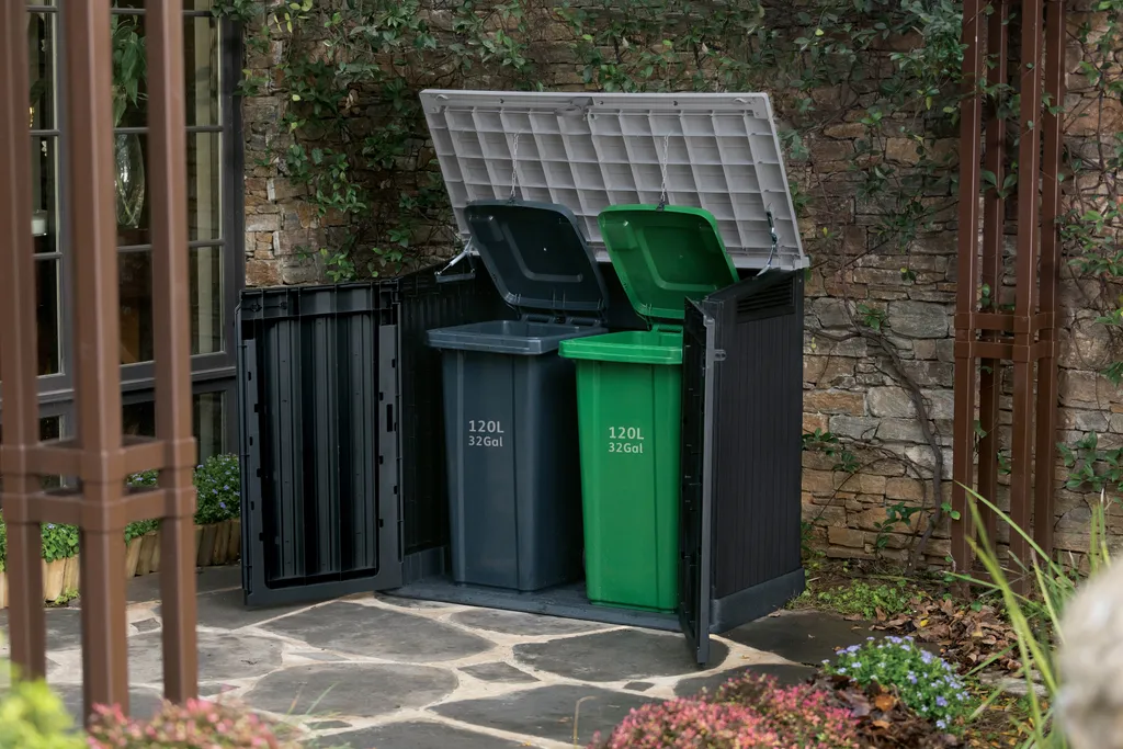 Keter Universalbox Store It Out MIDI Woodland, Ca. H 110 X B 132 X T 74 Cm, Farbe: Schwarz 3 Keter Universalbox Store It Out MIDI Woodland, Ca. H 110 X B 132 X T 74 Cm, Farbe: Schwarz – Bild 3