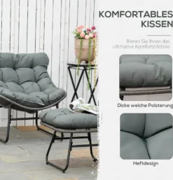 Outsunny Rattan Relaxsessel Mit Fußhocker Gartensessel Outdoor Rattanstuhl Mit Kissen Stahl Polyester Grau 69 X 76 X 70 Cm -Angebote Moos Traum Store 076be1c4105465aefd78a43da389e1ce