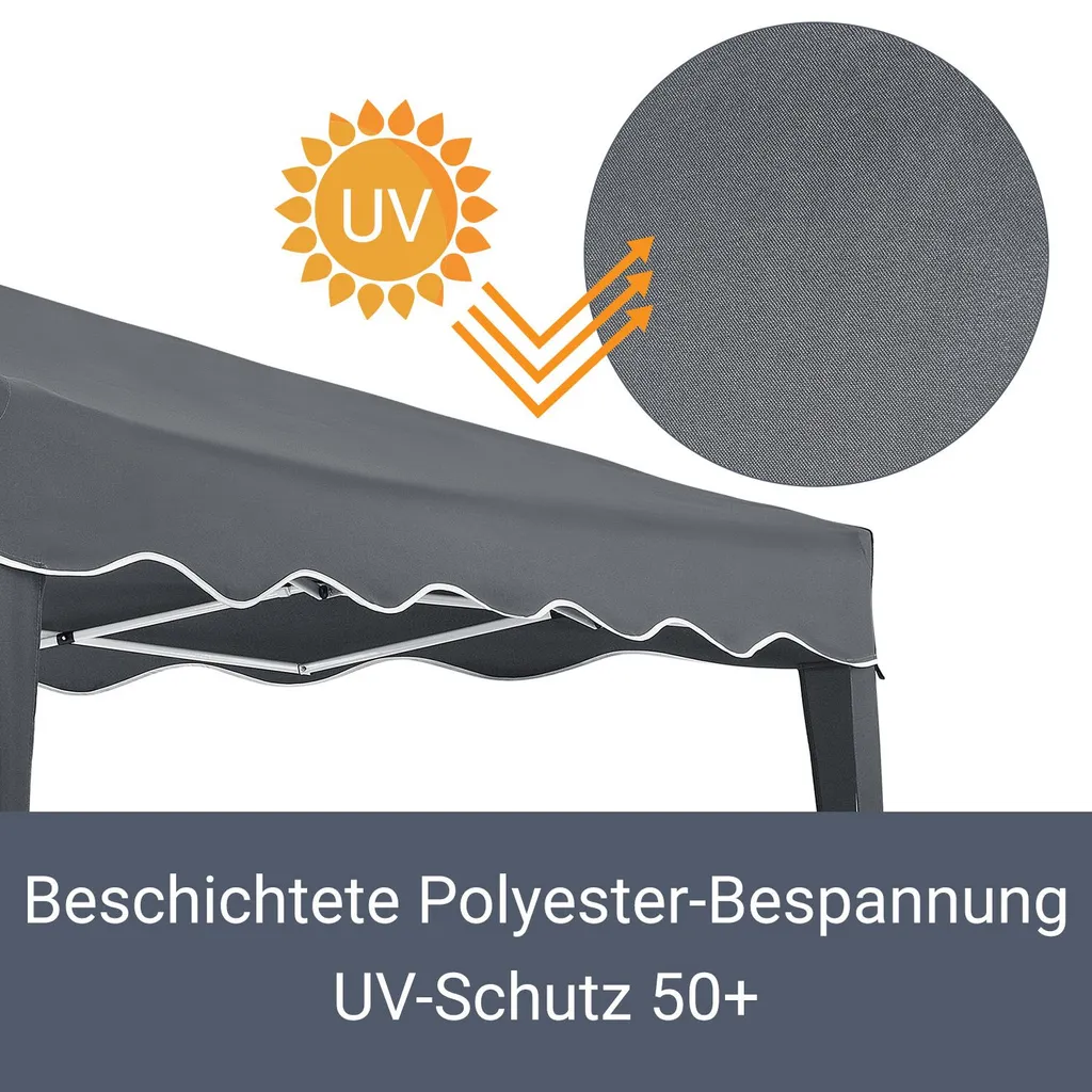 Juskys Faltpavillon Vivara 3x3 M – Pop-up Pavillon Höhenverstellbar, UV50+ & Wasserabweisend – Gartenzelt Mit Tasche – Partyzelt Für Garten Grau 6 Juskys Faltpavillon Vivara 3x3 M – Pop-up Pavillon Höhenverstellbar, UV50+ & Wasserabweisend – Gartenzelt Mit Tasche – Partyzelt Für Garten Grau – Bild 6