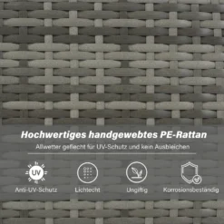 Merax Gartenlounge-Set Polyrattan Lounge Für 9 Personen, 5er Ecksofa, 1xTisch Mit Glas, 4x Hocker Mit Kissen, Gartenmöbel Set Balkonset, Grau -Angebote Moos Traum Store 084bc37da67a1f891065ea52a6264354