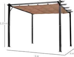 Outsunny Pergola Pavillon Mit Einstellbarem Stoffdach 3 X 4 M Terrassen-Vordach Aluminium Sonnenschutz Überdachung Terrasse Garten Grau+Braun 9 Outsunny Pergola Pavillon Mit Einstellbarem Stoffdach 3 X 4 M Terrassen-Vordach Aluminium Sonnenschutz Überdachung Terrasse Garten Grau+Braun -Angebote Moos Traum Store 086a425f9520e7d056547f6858c684bb