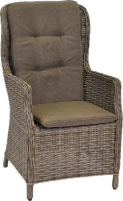 Merxx Sessel Hochlehner "Riviera" 2er Set, Inkl. Kissen - Stahlgestell Mit Kunststoffgeflecht Naturgrau