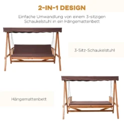 Outsunny Hollywoodschaukel Gartenschaukel Mit Sonnendach Liege-Funktion Braun -Angebote Moos Traum Store 09cf96f113d5c6062e4e34d9e127ed34