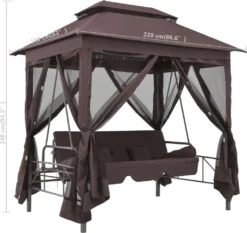 VidaXL Pavillon Umwandelbare Schaukelbank Kaffeebraun -Angebote Moos Traum Store 0ab58d4df251601bf59e9f27759bbbe0