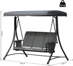 Outsunny 3-Sitzer Hollywoodschaukel, Gartenschaukel Mit Sonnendach, Schaukelbank Mit Ablage, Aluminium, Grau, 196 X 128 X 172 Cm 12 Outsunny 3-Sitzer Hollywoodschaukel, Gartenschaukel Mit Sonnendach, Schaukelbank Mit Ablage, Aluminium, Grau, 196 X 128 X 172 Cm -Angebote Moos Traum Store 0cc6046c7befc27febaf12bb370ce293