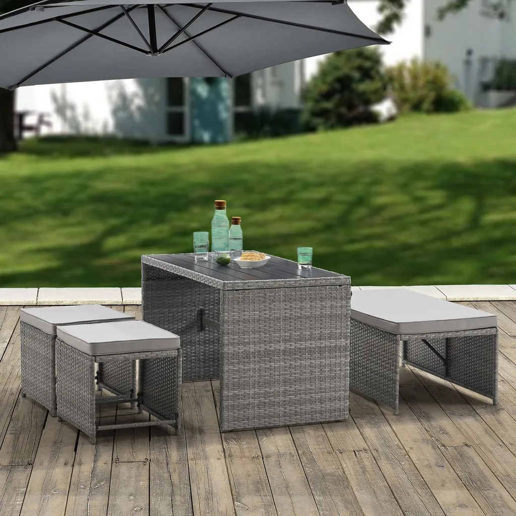 Juskys 2in1 Polyrattan Relax Gartenmöbel Set Jamaika - Tisch, Gartenlounge Sofa - Balkonmöbel Sitzgruppe Für Balkon, Garten - Outdoor Lounge Grau 2 Juskys 2in1 Polyrattan Relax Gartenmöbel Set Jamaika - Tisch, Gartenlounge Sofa - Balkonmöbel Sitzgruppe Für Balkon, Garten - Outdoor Lounge Grau – Bild 2