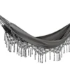 Hängematte Grau Aus Baumwolle Und Polyester Mit Fransen Handgewebt UV-Beständig Romantisch Garten Camping Outdoor