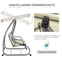 Outsunny Schaukelstuhl 3-Sitzer Hollywoodschaukel Gartenschaukel Mit Sitz- Und Rückenlehnen Tablett Sitzbank Schwingbank Dachwinkel Verstellbar Stahlrohr Oxford-Stoff Beige 200 X 120 X 164 Cm 13 Outsunny Schaukelstuhl 3-Sitzer Hollywoodschaukel Gartenschaukel Mit Sitz- Und Rückenlehnen Tablett Sitzbank Schwingbank Dachwinkel Verstellbar Stahlrohr Oxford-Stoff Beige 200 X 120 X 164 Cm -Angebote Moos Traum Store 0fd3219b356d77e7da2d280fc78d09fc