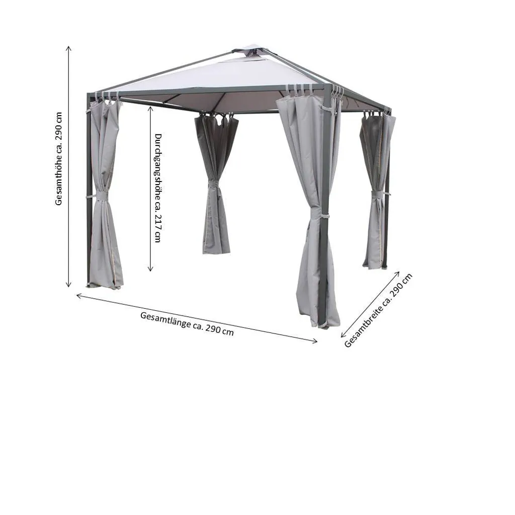 Leco Moderner Garten-Pavillon "Madita" Inkl. Seitenteile Anthrazit 290 X 290 Cm (L X B) 3 Leco Moderner Garten-Pavillon "Madita" Inkl. Seitenteile Anthrazit 290 X 290 Cm (L X B) – Bild 3