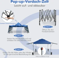 COSTWAY 3x3m Pop Up Pavillon Mit Zwei Markisen, Faltpavillon Mit Rolltasche, 4 Sandsäcke, UV-Schutz 50+, Gartenzelt Faltbar, Partyzelt Wasserdicht Stabil Winterfest, Gartenpavillon Für Garten & Hof (Blau) -Angebote Moos Traum Store 12db8fe6b91c6a074fa0835b042fa4b2
