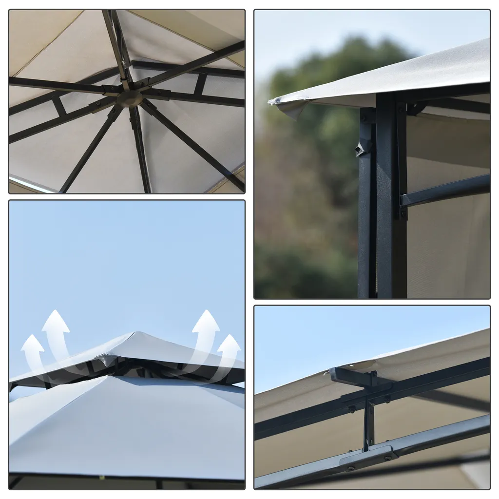 Merax Pavillon 3x3m Gartenpavillon Partyzelt Inkl. Seitenwand Und Metall Gestell, Wasserdicht Gartenzelt Mit UV-Schutz, Grau 4 Merax Pavillon 3x3m Gartenpavillon Partyzelt Inkl. Seitenwand Und Metall Gestell, Wasserdicht Gartenzelt Mit UV-Schutz, Grau – Bild 4