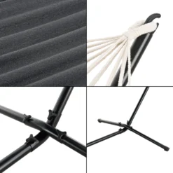 Hängematte Mit Gestell Hängeschaukel 200 X 100 Cm Indoor Outdoor Baumwolle Bis 120 Kg Dunkelgrau -Angebote Moos Traum Store 1339cce605a51f61e50787b4f89b117a