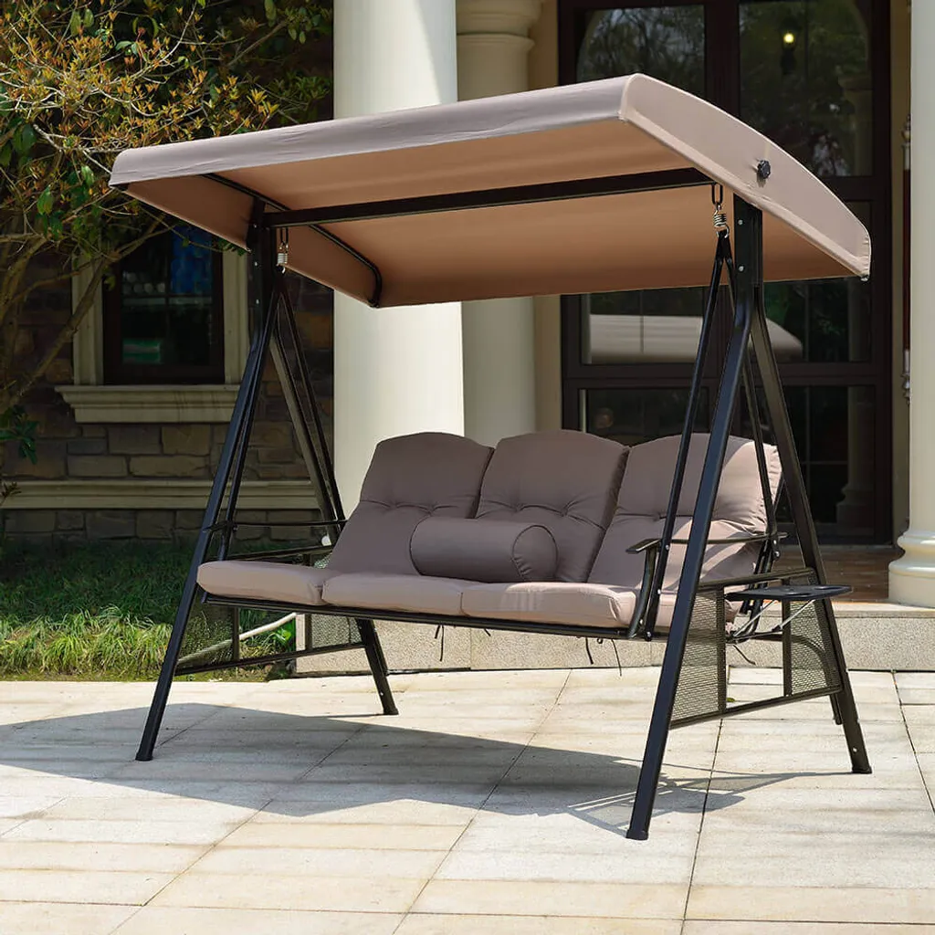 HOME DELUXE - Hollywoodschaukel DESCANSO Beige Doppel Gartenliege Lounge-Pavillon 7 HOME DELUXE - Hollywoodschaukel DESCANSO Beige Doppel Gartenliege Lounge-Pavillon – Bild 7