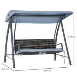 Outsunny Hollywoodschaukel Gartenschaukel 3-Sitzer Mit Dach Polyrattan+Metall Grau 198 X 124 X 179 Cm -Angebote Moos Traum Store 157d5f135c9b8b37d3d6bb6b5a422fcc