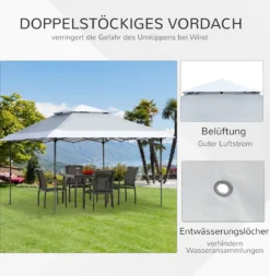 Outsunny Faltpavillon Pop-Up-Zelt Gartenpavillon Rollentasche Oxford-Gewebe 3,6 X 3,6m Hellgrau+Weiß -Angebote Moos Traum Store 1671a7f72b647ac2ac244126001c99b2