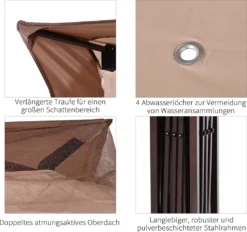 Outsunny Pavillon Faltpavillon Gartenzelt Mit Seitenwänden Popup Khaki 3,25x3,25x2,95cm -Angebote Moos Traum Store 16d627868d87d8983db27f20bbd5ab02