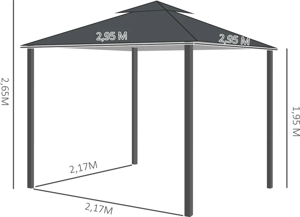 Outsunny Gartenpavillon Pavillon Ca. 3 X 3 M Doppeldach Partyzelt Festzelt 4 X Doppel-Seitenteile Wasserdicht UV-Schutz Metall Polyester Dunkelgrau 3 Outsunny Gartenpavillon Pavillon Ca. 3 X 3 M Doppeldach Partyzelt Festzelt 4 X Doppel-Seitenteile Wasserdicht UV-Schutz Metall Polyester Dunkelgrau – Bild 3