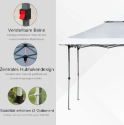 Outsunny Faltpavillon Pop-Up-Zelt Gartenpavillon Rollentasche Oxford-Gewebe 3,6 X 3,6m Hellgrau+Weiß -Angebote Moos Traum Store 196795de1bd164ebe3670542ce08be5b