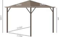 Outsunny Gartenpavillon Partyzelt 4 X Doppel-Seitenwänden Laternenhaken Alu + Polyester Bronze+Hellbraun Ca. 3 X 3 X 2,5 M -Angebote Moos Traum Store 1c4d67bb375c747c22fd30d341fe6a2a