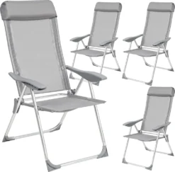Tectake 4 Aluminium Gartenstühle Klappbar Mit Kopfteil - Grau -Angebote Moos Traum Store 1e4c4d043e0887b7b811107da47ef904
