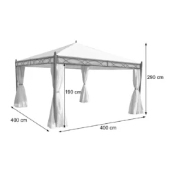 Pergola Calpe, Garten Pavillon, Stabiles 7cm-Gestell Mit Seitenwand Hellgrau 4x4m -Angebote Moos Traum Store 1fddad70b5f700202fddd5fbefd60c6e