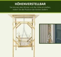 Outsunny Hollywoodschaukel Mit Pergola, 2-Sitzer Gartenschaukel, Wetterbeständige Schaukebank Für Garten, Balkon, Massivholz, Natur, 221 X 140 X 196 Cm -Angebote Moos Traum Store 1ff2367370b689fb3c9f2f6392d6ed70
