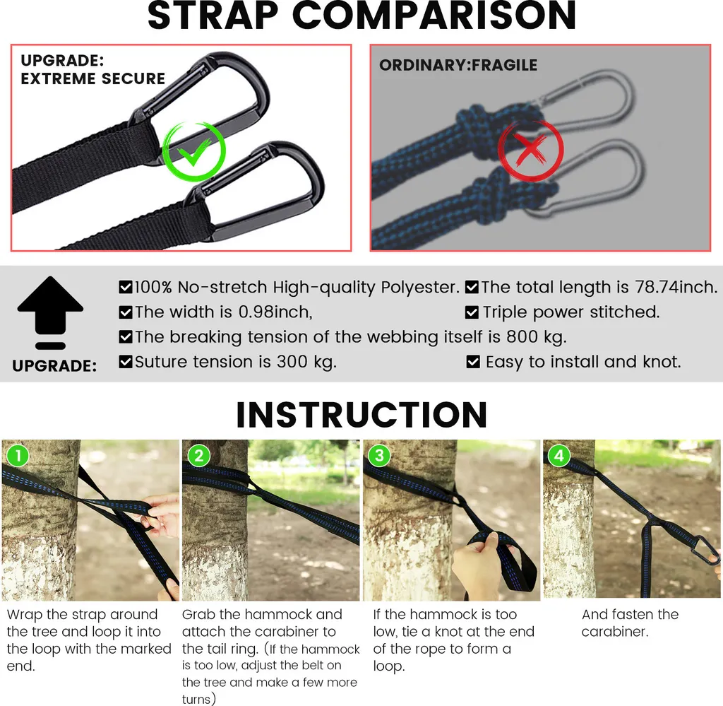 Topchances Camping Hängematte Mit Moskitonetz Und Tarp, Reise Zeltplane Für Outdoor,Wandern,Trekking (Grau+Dunkelgrün) 7 Topchances Camping Hängematte Mit Moskitonetz Und Tarp, Reise Zeltplane Für Outdoor,Wandern,Trekking (Grau+Dunkelgrün) – Bild 7