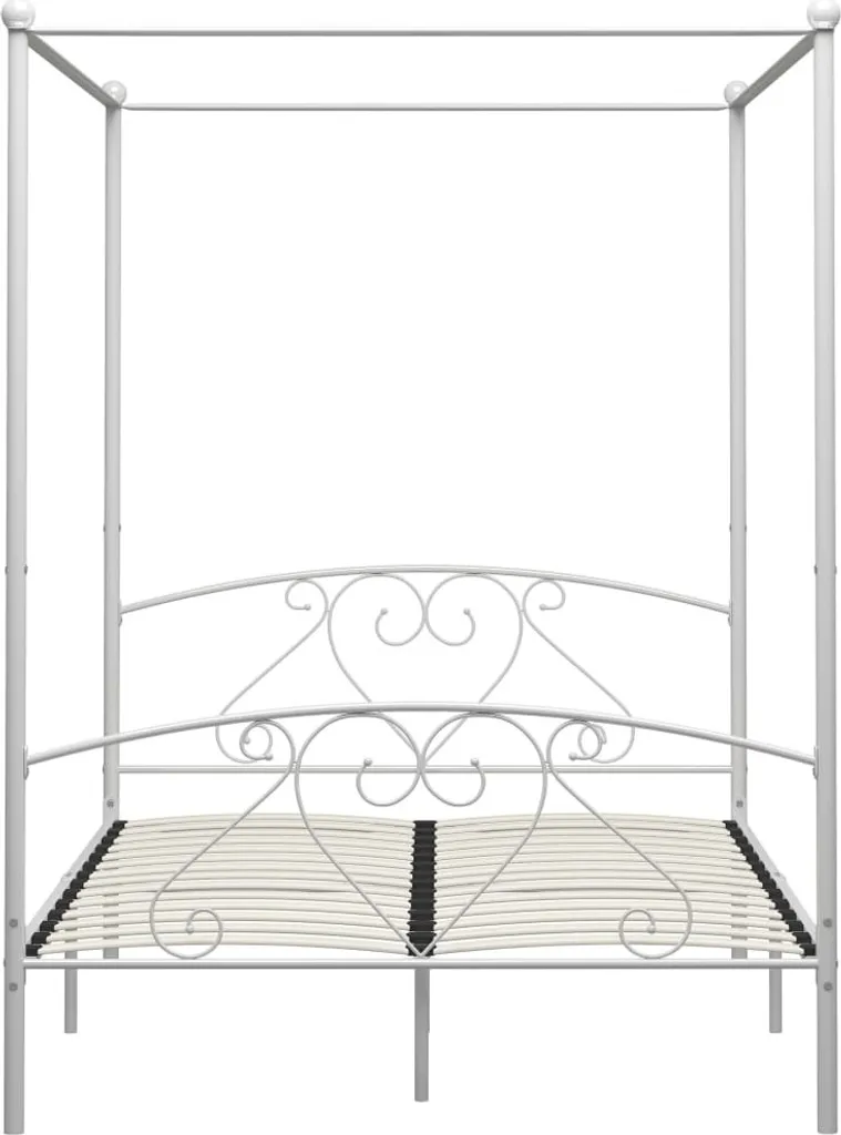 VidaXL Himmelbett-Gestell Weiß Metall 140 X 200 Cm 3 VidaXL Himmelbett-Gestell Weiß Metall 140 X 200 Cm – Bild 3
