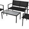 VidaXL 4-tlg. Garten-Lounge-Set Textilene Schwarz