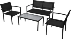 VidaXL 4-tlg. Garten-Lounge-Set Textilene Schwarz