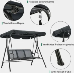 M MCombo 3-Sitzer Hollywoodschaukel Gartenschaukel Gartenliege Schaukelbank 8007 (Grau) -Angebote Moos Traum Store 25d01739826240f1873c80bdaf670f87