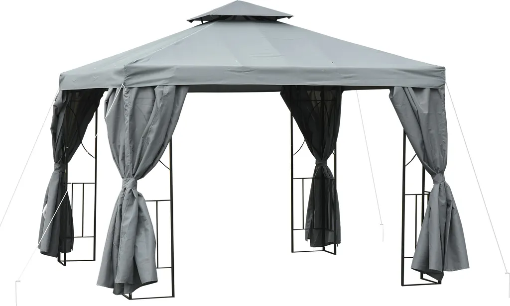 Outsunny Gartenpavillon Pavillon Ca. 3 X 3 M Doppeldach Partyzelt Festzelt 4 X Doppel-Seitenteile Wasserdicht UV-Schutz Metall Polyester Dunkelgrau 1 Outsunny Gartenpavillon Pavillon Ca. 3 X 3 M Doppeldach Partyzelt Festzelt 4 X Doppel-Seitenteile Wasserdicht UV-Schutz Metall Polyester Dunkelgrau