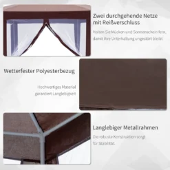Outsunny Pavillon Gartenpavillon Mit 6 Seitenteilen Moskitonetz Partyzelt Gartenzelt Festzelt Zelt 6-eckig Polyester+Stahl Braun -Angebote Moos Traum Store 2667d371fb5ad08e5d5ebfbe3bc31fdc