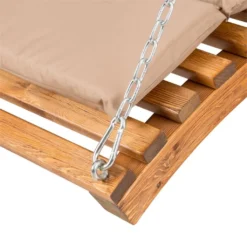 Blumfeldt Bermuda - Hollywoodschaukel , Gartenschaukel , Sitzfläche:130 Cm , Belastung: Max. 240 Kg , Lärchenholz , Weichholz , Witterungsbeständig , Sonnendach , 5 Cm Polyester Sitz-Kissen , Beige -Angebote Moos Traum Store 269b9b75717c48ce0c4eb010c6185476