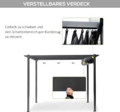 Outsunny Pergola Pavillon Terrassenüberdachung Mit Schiebedach Garten Alu Kohlegrau+Dunkelgrau 3x3x2,23 M -Angebote Moos Traum Store 26f97afe9490e2a8358ed414b76b642b