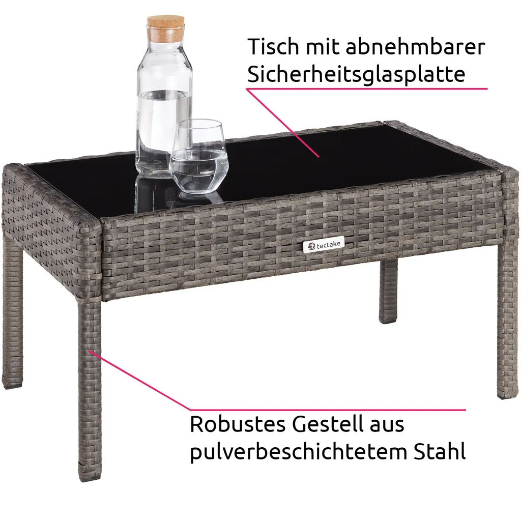 Tectake Rattan Sitzgruppe Sparta 3+1 - Grau 2 Tectake Rattan Sitzgruppe Sparta 3+1 - Grau – Bild 2