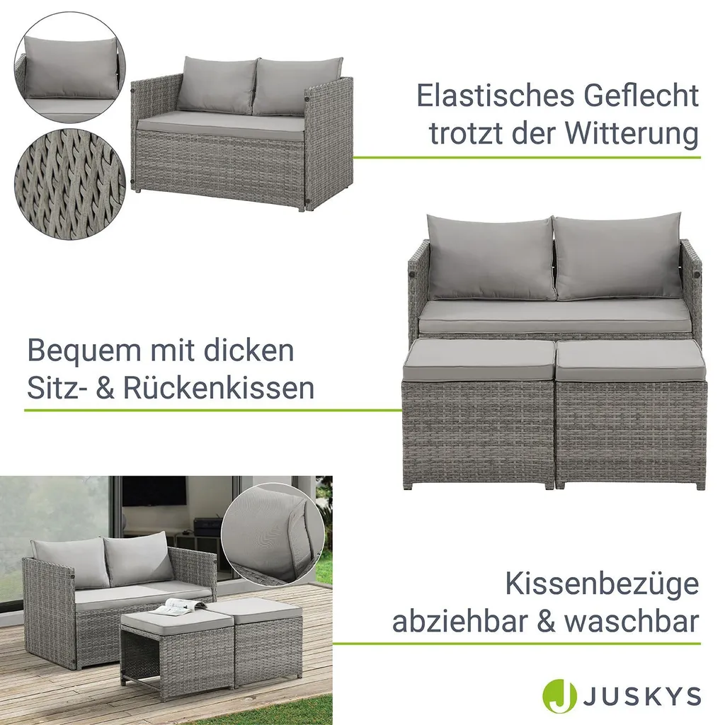 Juskys 2in1 Polyrattan Relax Gartenmöbel Set Jamaika - Tisch, Gartenlounge Sofa - Balkonmöbel Sitzgruppe Für Balkon, Garten - Outdoor Lounge Grau 5 Juskys 2in1 Polyrattan Relax Gartenmöbel Set Jamaika - Tisch, Gartenlounge Sofa - Balkonmöbel Sitzgruppe Für Balkon, Garten - Outdoor Lounge Grau – Bild 5