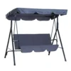 Outsunny Hollywoodschaukel Gartenschaukel Schaukelbank 3-Sitzer Mit Dach Stahl Grau 172x110x152cm